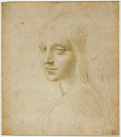 Büste eines Mädchens, Studie für die „Jungfrau der Felsen“, c. 1483-1485 von Leonardo da Vinci